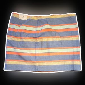 GAP Women's Blue / Peach / Gold Shine  Striped Skirt Size 14 NEW